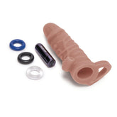 Sex toy for men, silicone extender with vibrating feature, 1 inch size up